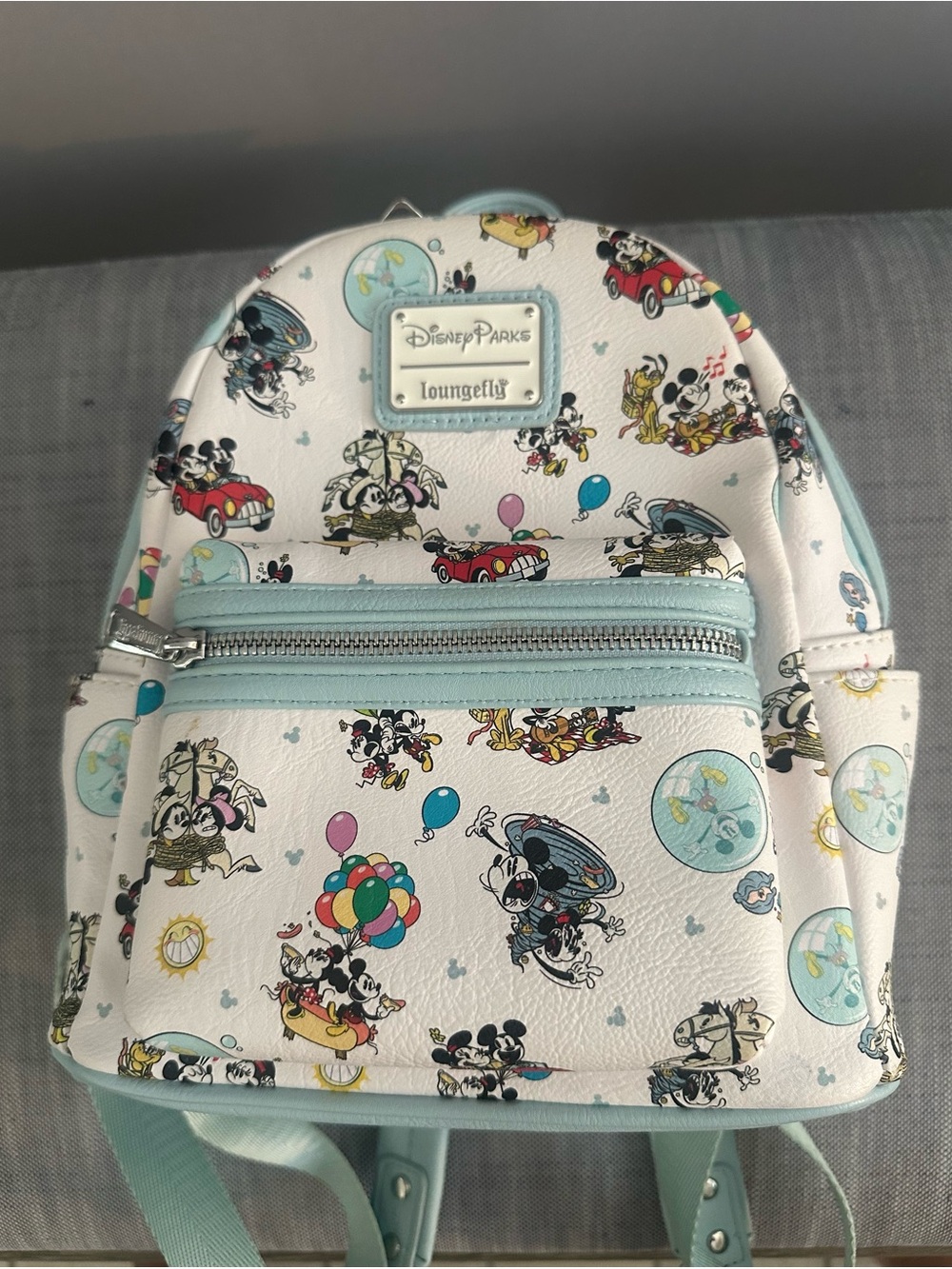 Loungefly Kids White & Light Blue Disney Parks Mickey & Friends Mini Backpack